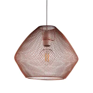 nielsen Emberley Retro Style Copper Metal Mesh Basket Style Ceiling Pendant, 36cm Wide