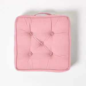 Homescapes Pink Rajput Ribbed Cotton Floor Cushion