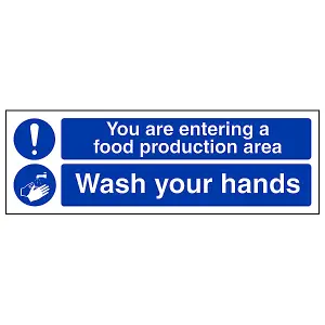 Wash Your Hands Catering Safety Sign - Adhesive Vinyl - 300x100mm (x3)