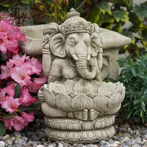 Ganesh Birdfeeder Stone Statue Large Oriental Outdoor Buddha Garden Ornament