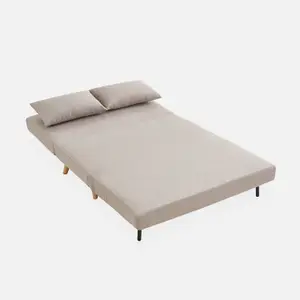 sweeek. 2-seater scandi-style folding sofa bed Guesta Beige