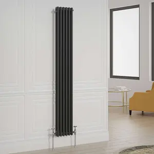 G-Rad Black Double Column Vertical Radiator - (H) 1800 x (W) 285mm