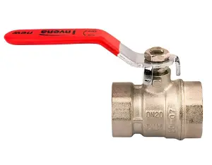 Invena 5/4 Inch Water Ball Valve Quarter Turn Lever Type Female Red Handle