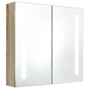 Berkfield LED Bathroom Mirror Cabinet Oak 62x14x60 cm