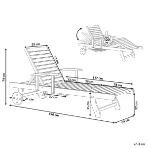 Sun Lounger Wood Dark Wood TOSCANA