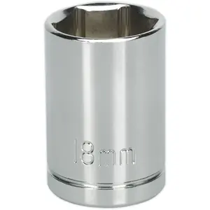 18mm Chrome Plated Drive Socket - Durable High Grade Carbon Steel with Lifetime Guarantee