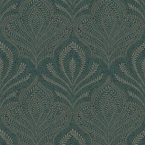 GoodHome Danbu Dark teal Metallic effect Ornamental Textured Wallpaper