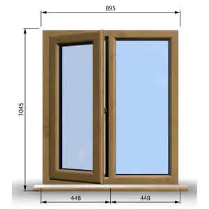 895mm (W) x 1045mm (H) Wooden Stormproof Window - 1/2 Left Opening Window - Toughened Safety Glass