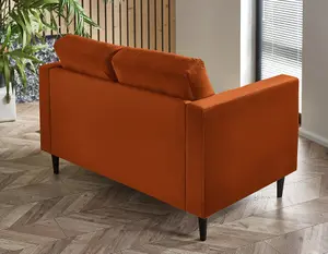 Furniturebox Jenna 2 Seater Burnt Orange Velvet Sofa With Solid Wood Frame