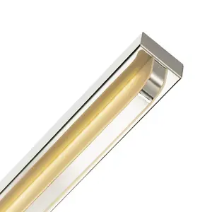 Modern Chrome Plated LED Bathroom Strip Wall Lamp with Switch Button and Glass