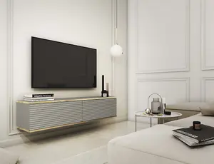  Stylish Moro Floating TV Cabinet H300mm W1350mm D320mm in Grey - Chic Entertainment Solution