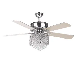 Crystal Ceiling Fan with Light Silver HUAI