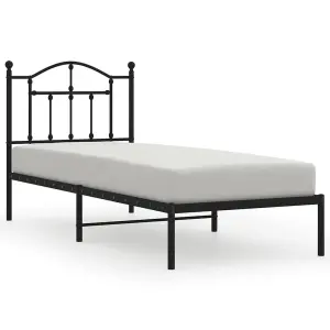 Berkfield Metal Bed Frame with Headboard Black 90x200 cm