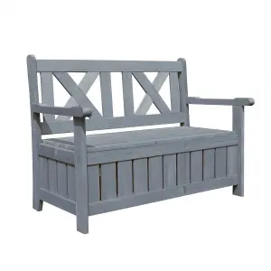 Outdoor Garden Storage Bench - Grey