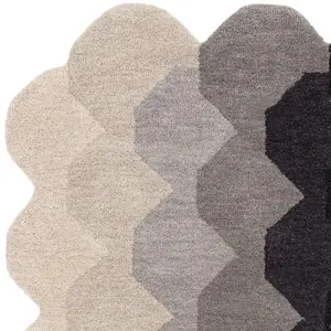 Black Charcoal Abstract 12mm Thick Stain-Resistant Rug for Bedroom, & Living Room, Easy to Clean Wool Rug-200cm X 290cm