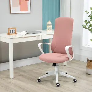 Vinsetto High-Back Home Office Chair Height Adjustable Elastic Desk Chair Pink