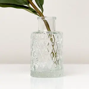 Melody Maison Small Clear Geometric Glass Bottle Vase - 9.5cm