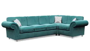 Windsor Teal Large Corner Sofa - Silver Feet