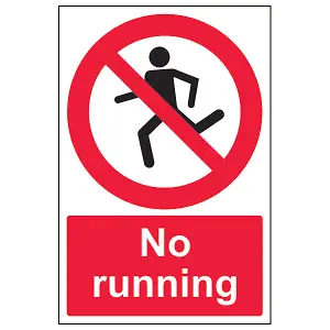 No Running - Prohibition Water Sign - Rigid Plastic - 300x400mm (x3)