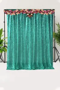 Neel Blue Shiny Fabric Sequin Backdrop Glitter Curtain, Emerald Green - 4ft x 9ft