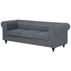 Left-Hand Corner Sofa CHESTERFIELD Grey Fabric Left Hand