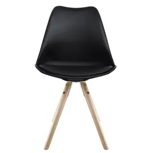 Soho Black Plastic Dining Chair with Pyramid Light Wood Legs