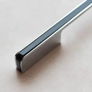 160mm Black & Chrome Cabinet Handle Gloss Polished Kitchen Cupboard Door Drawer Pull Bathroom Bedroom Furniture Replacement