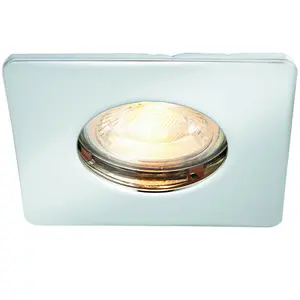 IP65 Bathroom Slim Square Ceiling Downlight Brushed Chrome Recessed GU10 Lamp