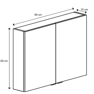 Imandra Compact Matt Mirror effect Double Bathroom Cabinet Mirrored (H)600mm (W)800mm