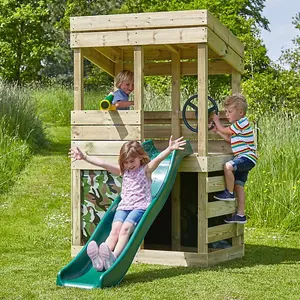 Rebo Children's Wooden Lookout Tower Playhouse with 6ft Slide - Adventure Set