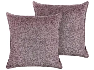 Set of 2 Cushions KALMIA Cotton 45 x 45 cm Floral Block-Printing Pink