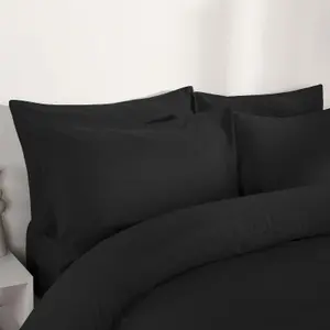 Brentfords Plain Duvet Cover Pillowcase Bedding Set, Graphite Grey - King