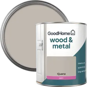 GoodHome Tijuana Satin Metal & wood paint, 750ml