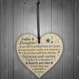 Red Ocean Father And Daughter Gifts Handmade Wooden Heart Father Gifts From Daughter Keepsake Plaque