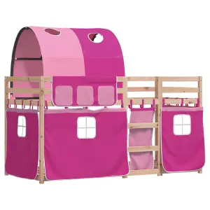 Berkfield Bunk Bed without Mattress Pink 75x190 cm Small Single Solid Wood Pine