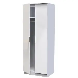 Poole 2 Door Wardrobe in White Gloss (Ready Assembled)