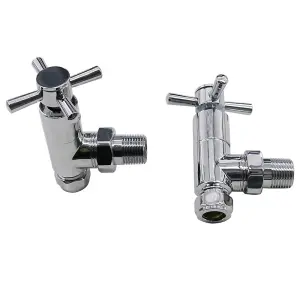 Right Radiators Traditional Towel Rail Radiator Valves Angled Chrome Central Heating Taps 15mm (Pair)