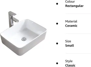 BELOFAY Ceramic Bathroom Sink Cloakroom Basin , Classic Design Gloss White Sink with TAP, Bottle Trap & Pop-up Waste