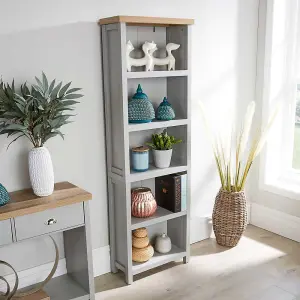 Home Source Avon 5 Shelves Tall Bookcase Storage Unit Grey