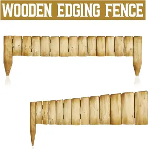 5x Wooden Edging For Garden Borders, Flexible Garden Border Edging For Landscaping Lawns Paths Flower Beds - 100 x 6 x 15 cm