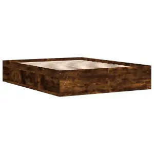 Berkfield Bed Frame Smoked Oak 140x190 cm