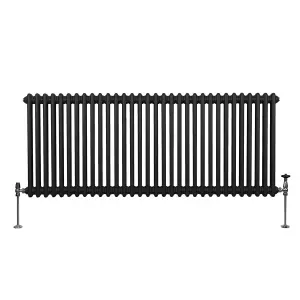 Traditional 2 Column Radiator - 600 x 1462 mm - Black