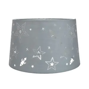 Rockets and Stars Childrens/Kids Grey Cotton 25cm Bedroom Pendant or Lamp Shade