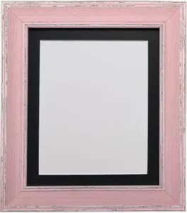 Scandi Distressed Pink Frame with Black Mount for Image Size 16 x 12 Inch