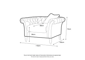 Furniturebox Olivia 'Putty' Cream Beige Modern Chesterfield Armchair In Soft Anti-Crease Velvet