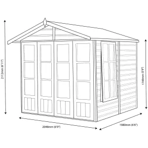 Shire Kensington 7x7 ft Toughened glass & 2 windows Apex Wooden Summer house