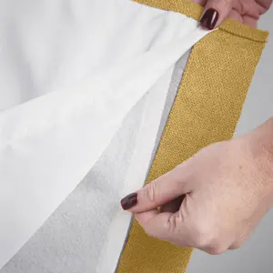 Velvet Chenille Thermal Fleece Lined Ring Top Door Curtain 137cm x 213cm Ochre