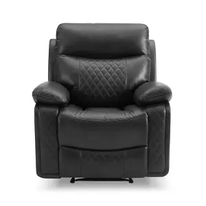 Carson 1 Seater Manual Recliner, Black Air Leather