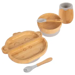 5pc Bamboo Monkey Baby Weaning Set - Grey