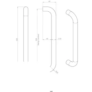 Round D Bar Door Pull Handle 322 x 22mm 300mm Fixing Centres Satin Steel